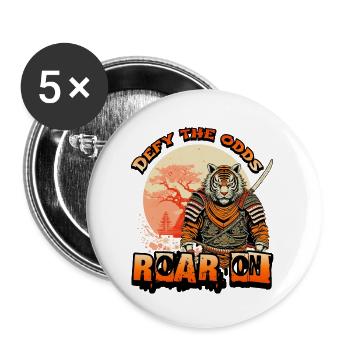 Tiger Samurai Defy The Odds Roar On - Buttons small 1''/25 mm (5-pack) - white - Front