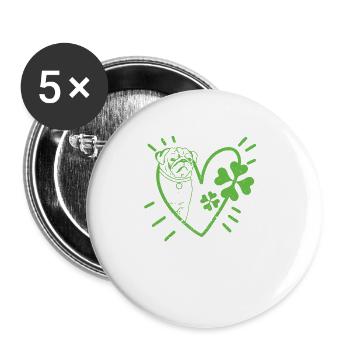 Irish Pug Face Shamrock Shamrock - Buttons small 1''/25 mm (5-pack) - white - Front