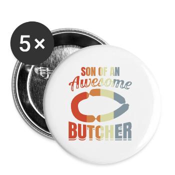 Fils de boucher - Lot de 5 petits badges (25 mm) - blanc - Devant