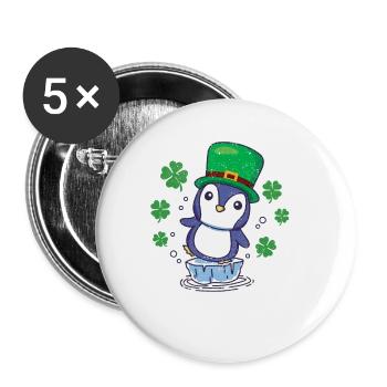 Irish Penguin Leprechaun Tier niedlich Vogel - Buttons klein 25 mm (5er Pack) - Weiß - Vorne