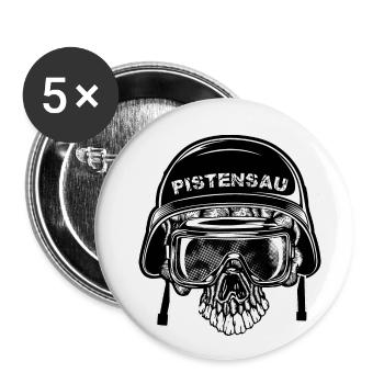 Pistensau Totenkopf Abfahrt Ski Urlaub - Buttons klein 25 mm (5er Pack) - Weiß - Vorne