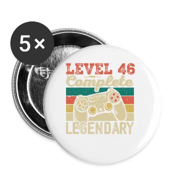 Level 46 Complete, 46 Birthday Gift - Buttons small 1''/25 mm (5-pack) - white - Front