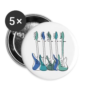 GUITARES ELECTRIQUES LINE ART - Lot de 5 petits badges (25 mm) - blanc - Devant