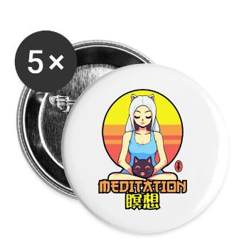 Cats Girl and a purring cat in Medit - Buttons small 1''/25 mm (5-pack) - white - Front
