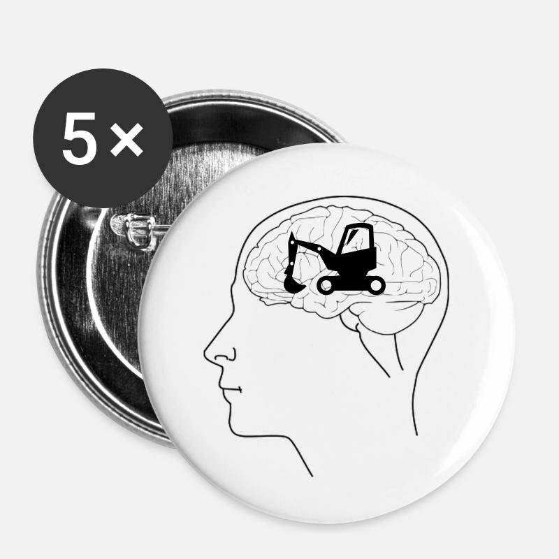 Excavator Operator - Buttons small 1''/25 mm (5-pack) - white