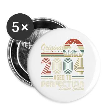 20. Geburtstag Vintage 2004 Retro Geschenkidee - Buttons klein 25 mm (5er Pack) - Weiß - Vorne