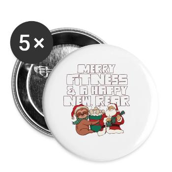 Merry Fitness And A Happy New Rear Gym Christmas - Buttons small 1''/25 mm (5-pack) - white - Front