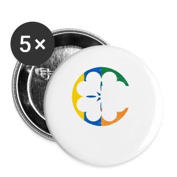 Drapeau ukrainien irlandais trèfle trèfle - Lot de 5 petits badges (25 mm) - blanc - Devant