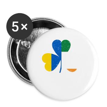 Irische ukrainische Flagge Kleeblatt Kleeblatt - Buttons klein 25 mm (5er Pack) - Weiß - Vorne