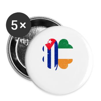 Irisch Kubanische Flagge Irland Kuba Kleeblatt - Buttons klein 25 mm (5er Pack) - Weiß - Vorne
