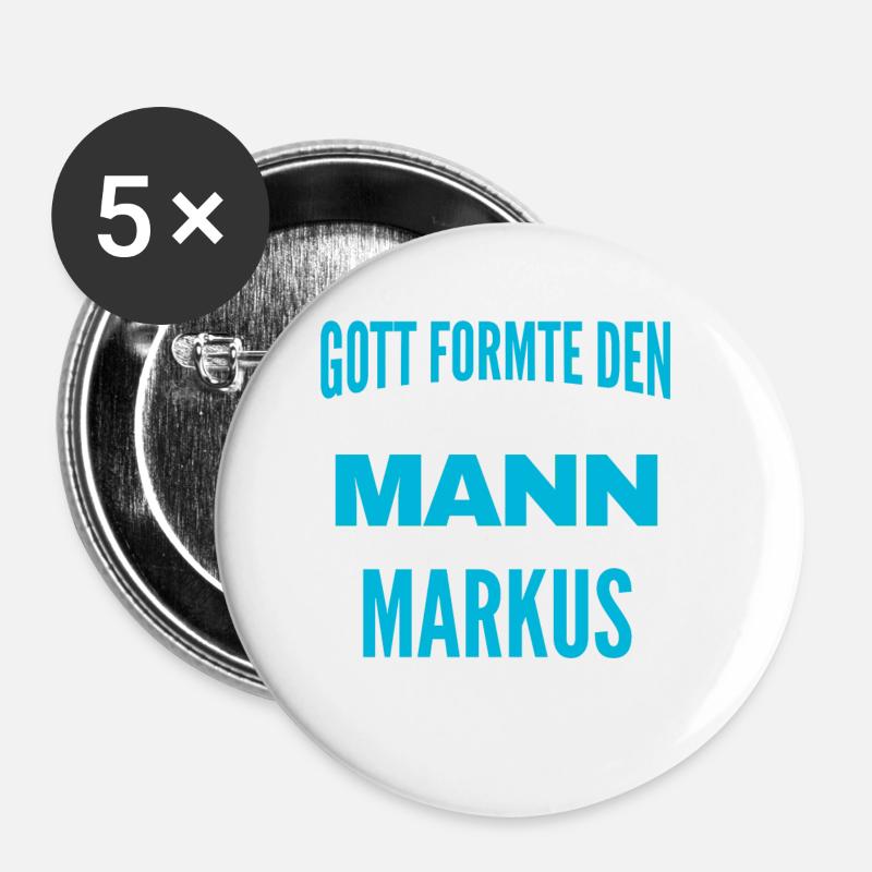 Markus Name Design - Buttons klein 25 mm (5er Pack) - Weiß