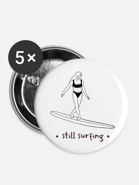 Still Surfing - Buttons klein 25 mm (5er Pack) - Weiß