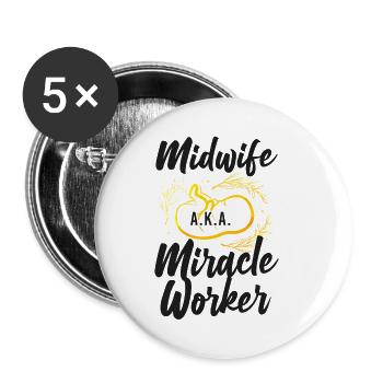 Nurse Midwife Birth Worker Midwife - Buttons klein 25 mm (5er Pack) - Weiß - Vorne