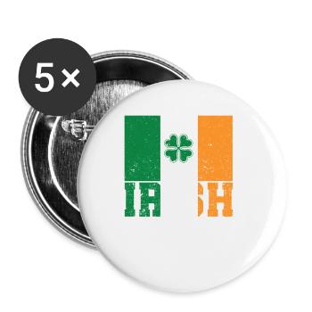Patriotic Irish Flag Ireland Shamrock - Buttons small 1''/25 mm (5-pack) - white - Front