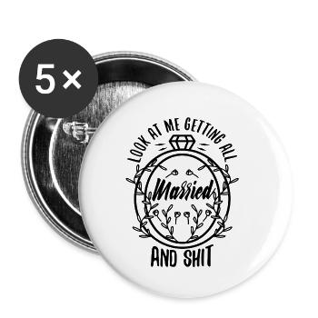 Regardez-moi me marier et merde - Lot de 5 petits badges (25 mm) - blanc - Devant