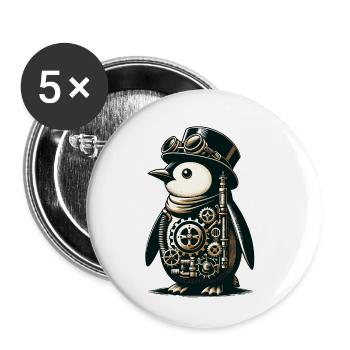 Vintage-viktorianisches Steampunk-Pinguin-Liebhaber-Geschenk - Buttons klein 25 mm (5er Pack) - Weiß - Vorne
