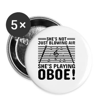 Oboe Player Oboe Basoonist Marching Band Instrumen - Buttons small 1''/25 mm (5-pack) - white - Front