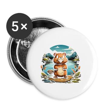 Team Beaver - Buttons klein 25 mm (5er Pack) - Weiß - Vorne