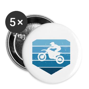 Herren Dirt Biker Freestyle Motocross Dirtbike - Buttons klein 25 mm (5er Pack) - Weiß - Vorne