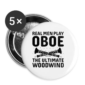 Oboe Player Oboe Basoonist Marching Band Instrumen - Buttons small 1''/25 mm (5-pack) - white - Front