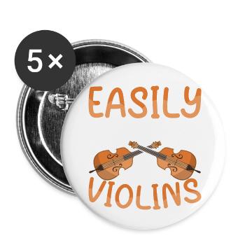 Easily Excited By Violins Orchestra Violinist - Buttons klein 25 mm (5er Pack) - Weiß - Vorne