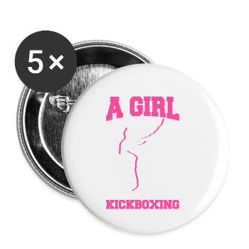 Kickboxen Kickboxer Kickboxing - Buttons small 1''/25 mm (5-pack) - white - Front