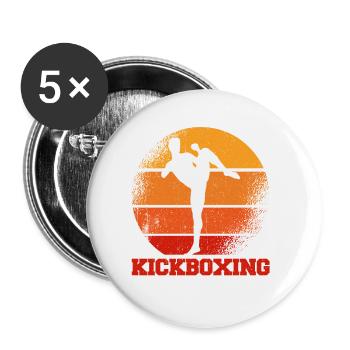 Kickboxen Kickboxer Kickboxing - Buttons small 1''/25 mm (5-pack) - white - Front