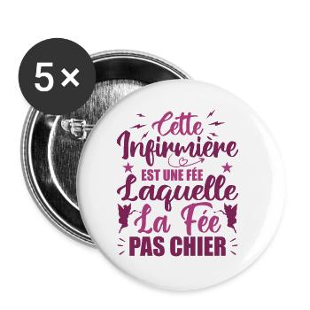 Cette Infirmière est Une Fée - Humour Infirmière - Lot de 5 petits badges (25 mm) - blanc - Devant