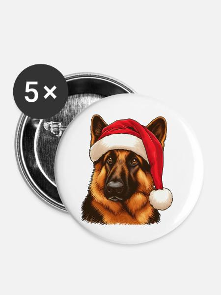 Deutscher Schäferhund Heiligabend - Buttons klein 25 mm (5er Pack) - Weiß
