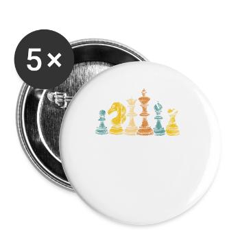 Joueur d’échecs Silhouette Rétro Vintage Stratégique - Lot de 5 petits badges (25 mm) - blanc - Devant