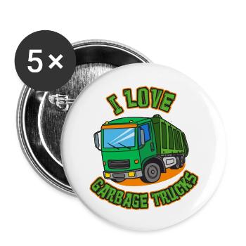 Garbage Truck Love Garbage Collection Child Boy I Gift - Buttons small 1''/25 mm (5-pack) - white - Front