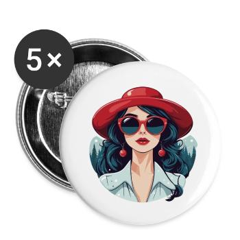 Girl Christmas Illustration - Buttons small 1''/25 mm (5-pack) - white - Front