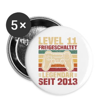 Level 11 freigeschaltet legendär seit 2013 - Buttons klein 25 mm (5er Pack) - Weiß - Vorne