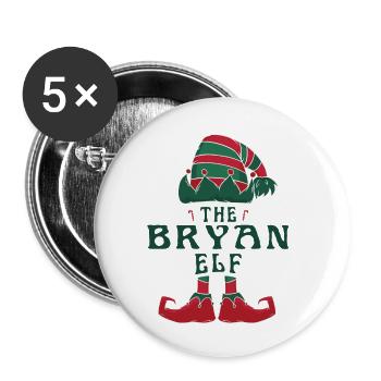 Le pyjama Bryan Elf pour des vacances de Noël amusantes - Lot de 5 petits badges (25 mm) - blanc - Devant