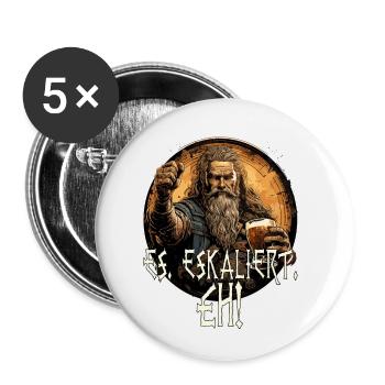 Wikinger Spruch Es, Eskaliert, eh - Buttons klein 25 mm (5er Pack) - Weiß - Vorne
