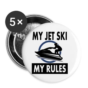 Mon Jet Ski Mes Règles Sports Nautiques Idée Cadeau - Lot de 5 petits badges (25 mm) - blanc - Devant