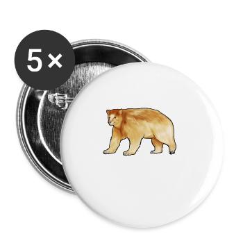 Drawing of a Kermode bear - Buttons small 1''/25 mm (5-pack) - white - Front