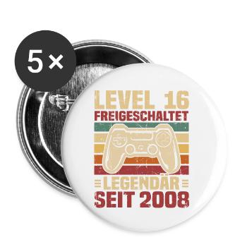 Level 16 freigeschaltet legendär seit 2008 - Buttons klein 25 mm (5er Pack) - Weiß - Vorne