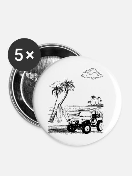 Geländewagen - Buttons klein 25 mm (5er Pack) - Weiß