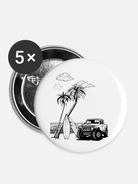 Geländewagen Beach - Buttons klein 25 mm (5er Pack) - Weiß