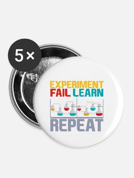 Experiment Fail Learn Repeat 4 - Buttons klein 25 mm (5er Pack) - Weiß