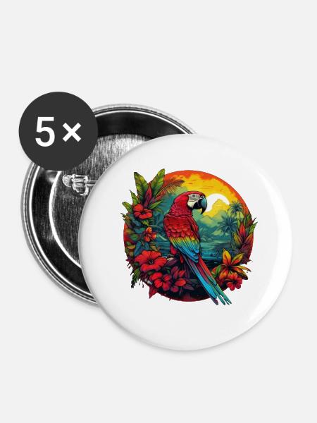 Papagei des Jungels - Buttons klein 25 mm (5er Pack) - Weiß