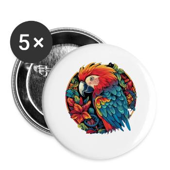Papagei - Buttons klein 25 mm (5er Pack) - Weiß - Vorne