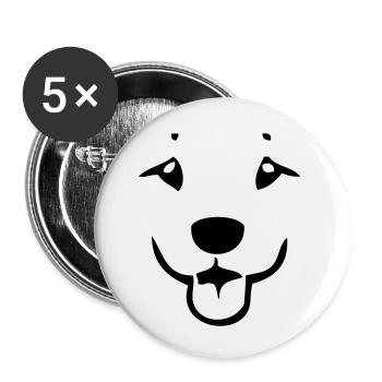 Süßes cartoon Hundegesicht - Buttons klein 25 mm (5er Pack) - Weiß - Vorne