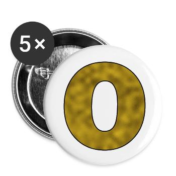 Letter O Gold - Buttons small 1''/25 mm (5-pack) - white - Front