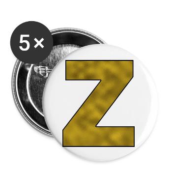 Buchstabe Z Gold - Buttons klein 25 mm (5er Pack) - Weiß - Vorne