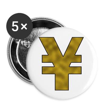 Signe du yen doré - Lot de 5 petits badges (25 mm) - blanc - Devant