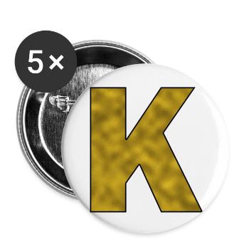 Buchstabe K Gold - Buttons klein 25 mm (5er Pack) - Weiß - Vorne