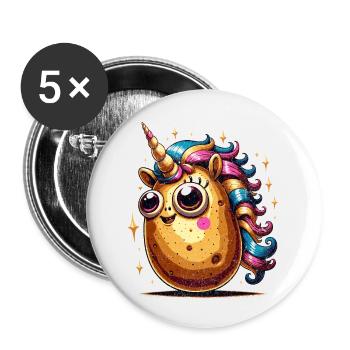 Idée cadeau de pomme de terre drôle - Lot de 5 petits badges (25 mm) - blanc - Devant