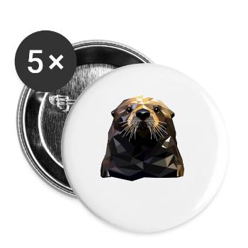 Loutre de mer de style géométrique - Lot de 5 petits badges (25 mm) - blanc - Devant